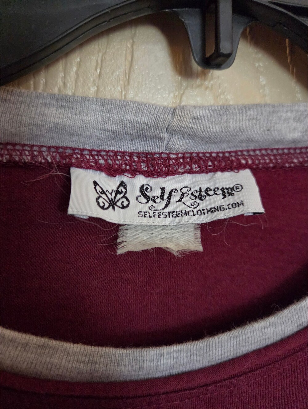 Self Esteem Womens Long Sleeve Y2k Vintage Maroon And Gray Size Small - Picture 3 of 5